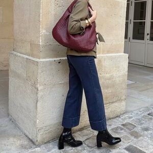 Woven Vegan Leather Hobo Bag